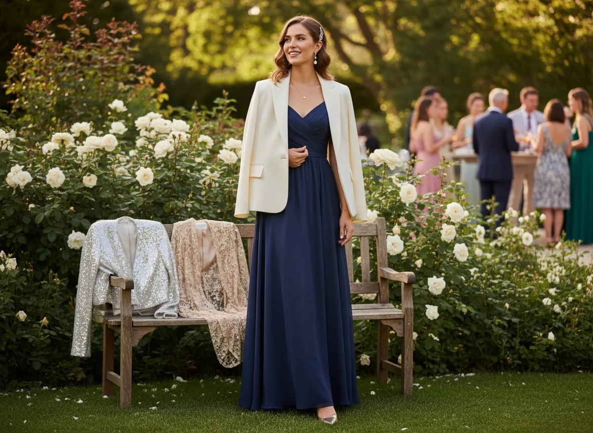 Quelle veste avec une robe bleu marine pour un mariage ? L'accord parfait - Image 1