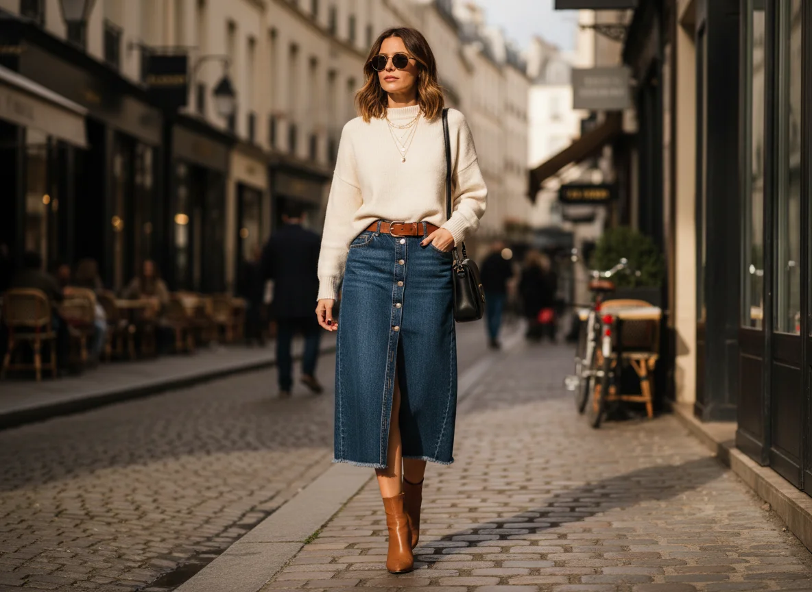 Comment porter une jupe en jean longue avec style ? - Image 1