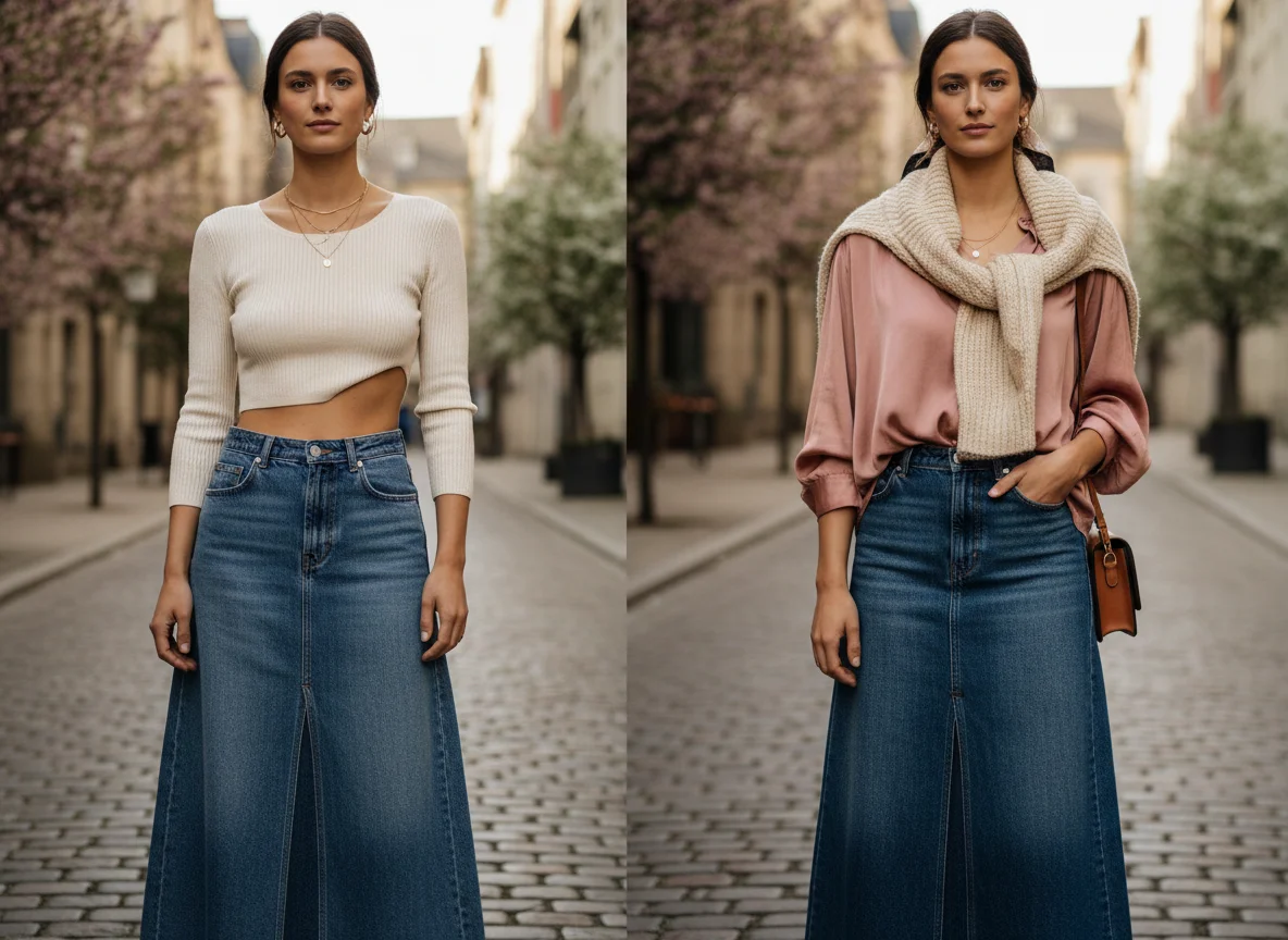 Comment porter une jupe en jean longue avec style ? - Image 3