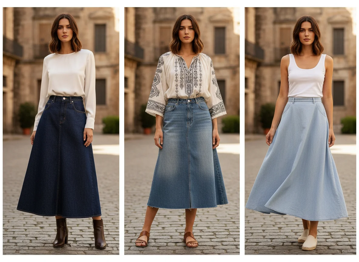 Comment porter une jupe longue en jean ? Le retour de la tendance denim - Image 7