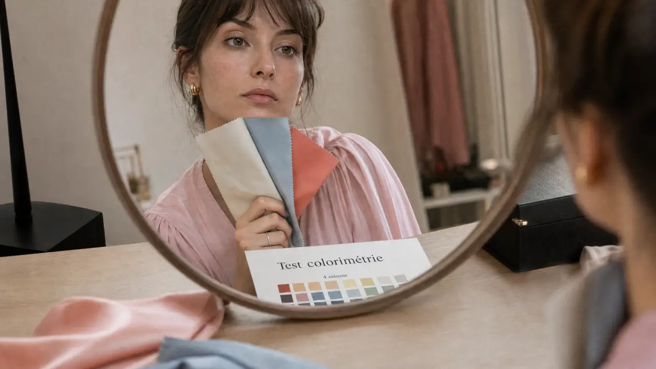 Test de colorimétrie gratuit : sous-ton, contraste et saison sur un nuancier 4 saisons