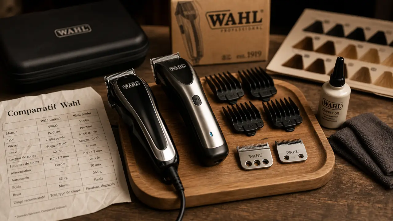 Tondeuse cheveux wahl avec accessoires et lames de rechange