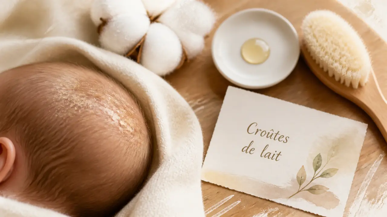 Comment enlever croute de lait : peau de bébé et huile émolliente