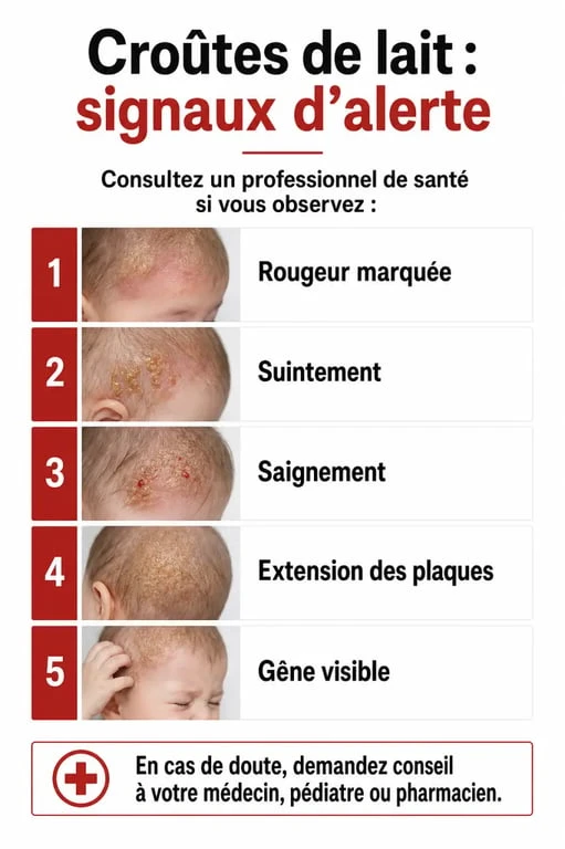 Comment enlever croute de lait : signaux d'alerte et quand consulter pour bébé