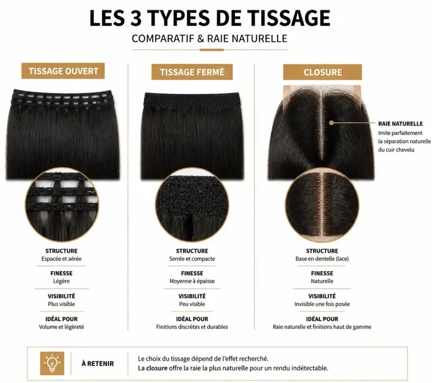 Comparatif des techniques d'extension cheveux pour tissage : ouvert, fermé et closure