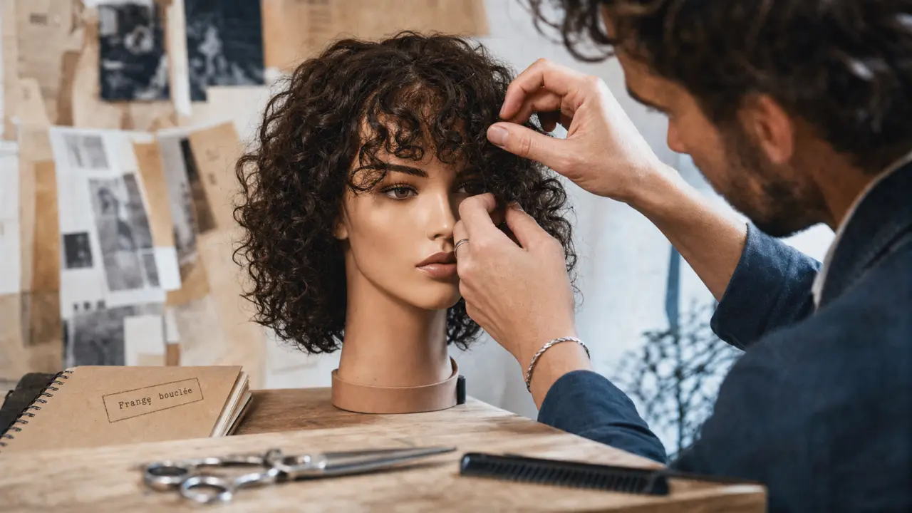 Frange bouclee : coupe à sec et rétraction visible sur cheveux bouclés