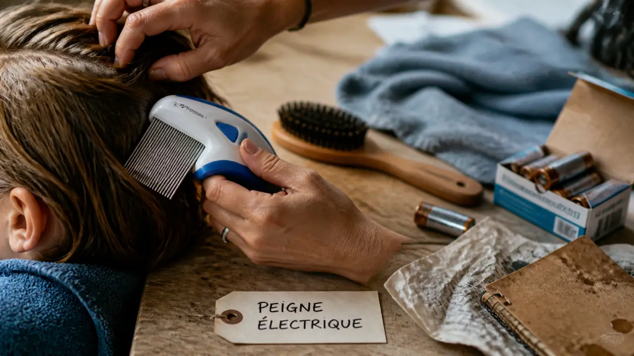 Peigne electrique pour poux sur cheveux d’enfant, dents métalliques fines