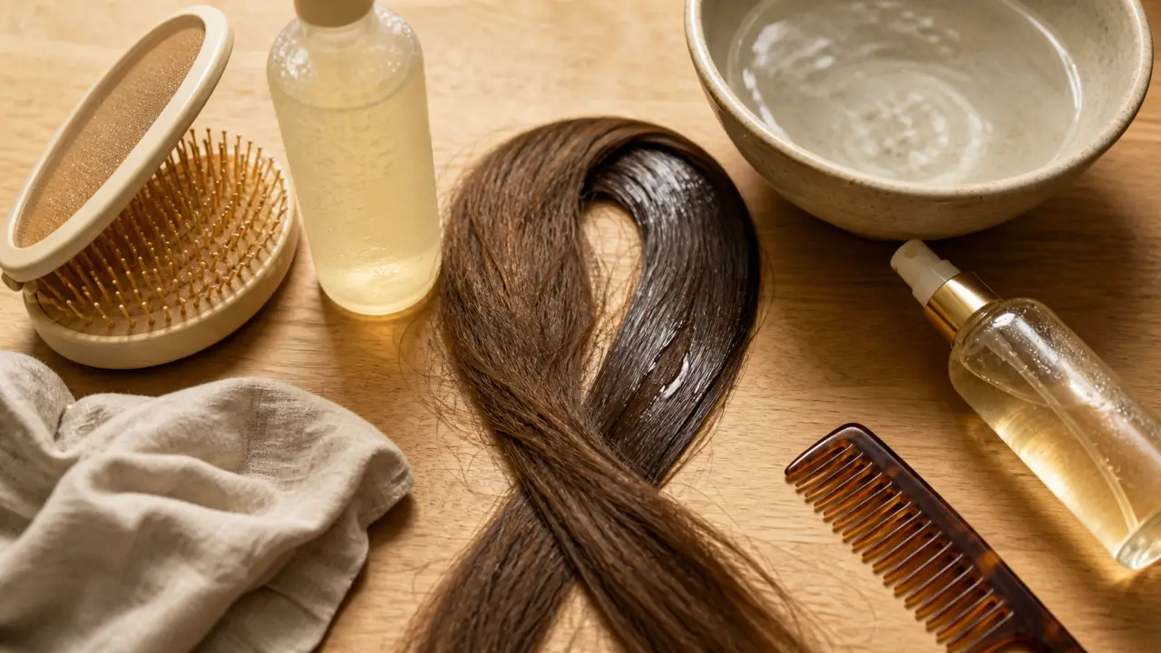 Soin cheveux ternes : cuticule et résidus ternissent, brillance en retour