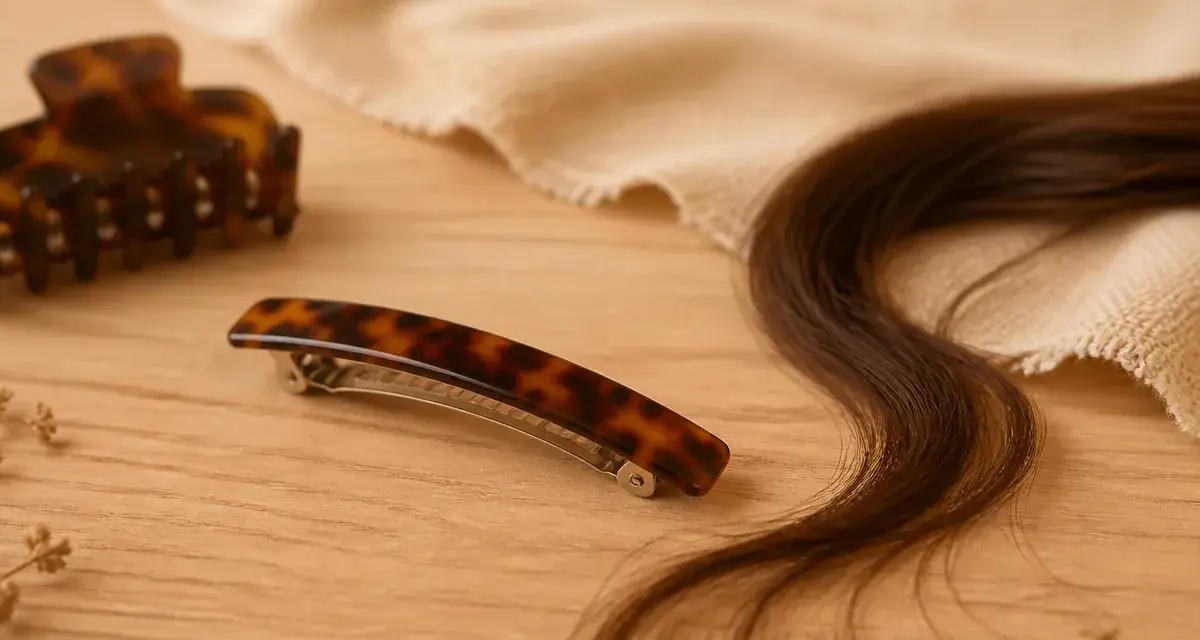 Barrette cheveux plate en acétate, maintien longue durée