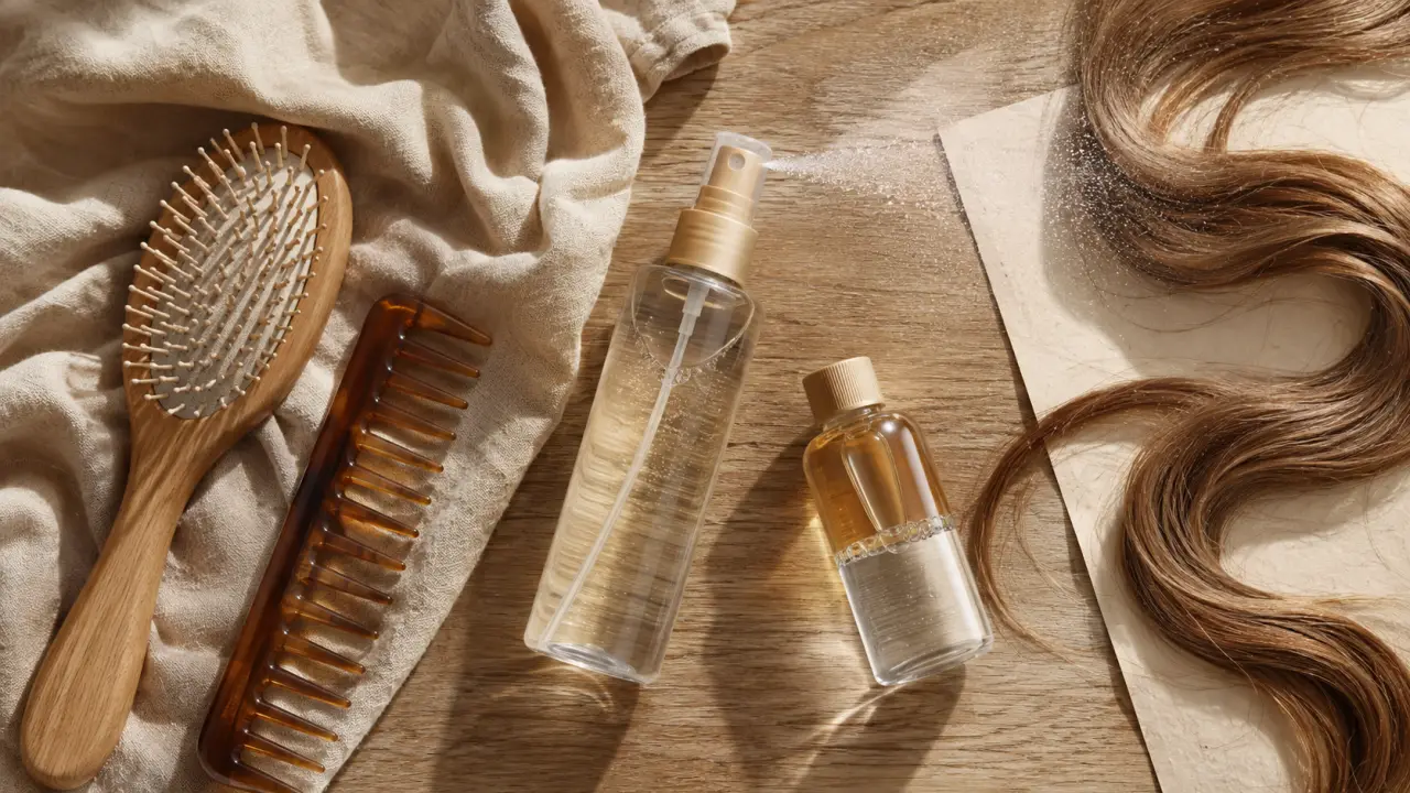 Démêlant sans rinçage : brume démêlante et brosse à cheveux