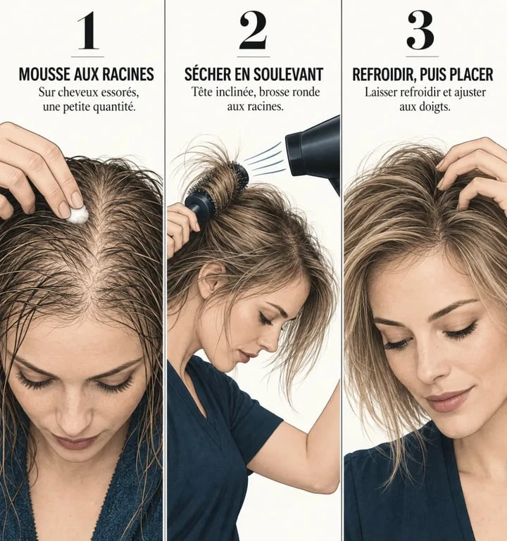 Coiffage des cheveux fins et clairsemés pour soulever les racines et créer du volume
