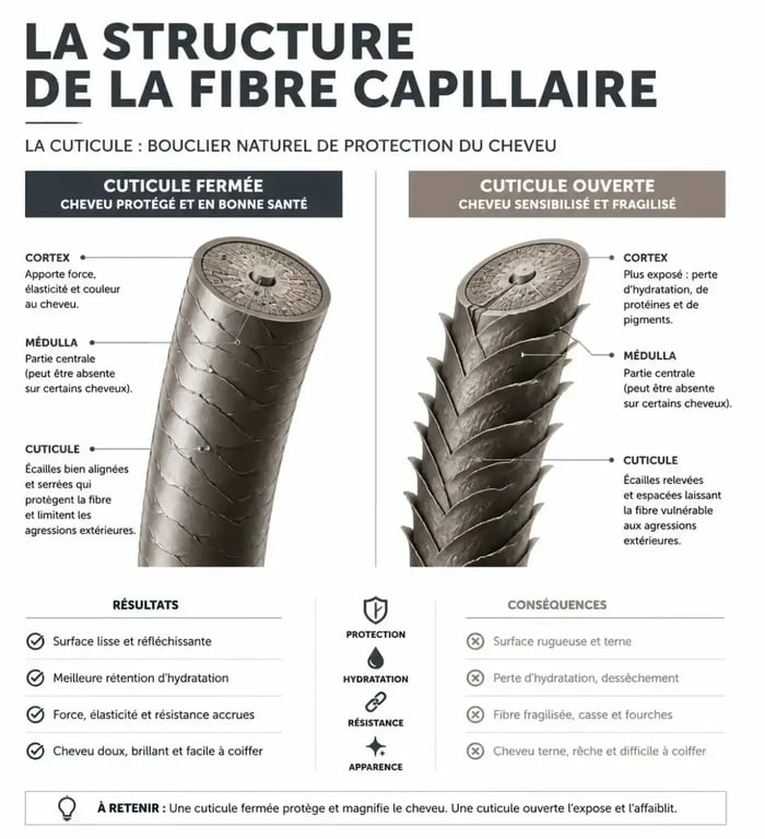 Schéma explicatif de la porosité capillaire pour le choix d'un leave-in conditioner