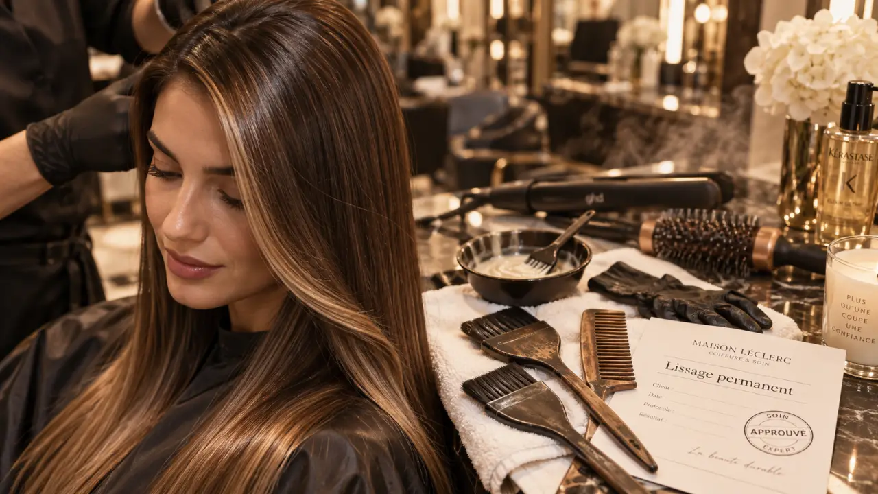 Lissage des cheveux permanent : cheveux lissés en salon, résultat brillant