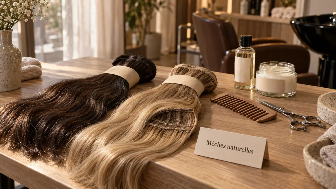 Meches naturel pour tissage sur table salon de coiffure