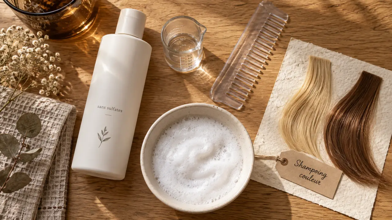 Shampoing cheveux colores sans sulfates : lavage doux pour cheveux colorés